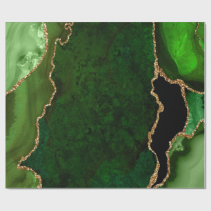 Groen en gouden namaak glitter agaat cadeaupapier