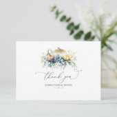 Groen en gouden pompoenen bruidsdouche bedankje bedankkaart (Staand voorkant)