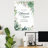 Groen en gouden welkomstbord voor het oefendiner poster (Thuiskantoor)