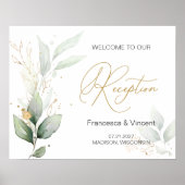 Groen en goudfoliën Ontvangst Welkomstbord Poster (Voorkant)