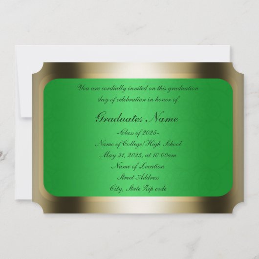 Groen en goudLijst Afstuderen Kaart (Achterkant)