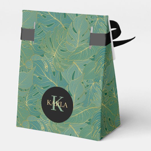 Groen en goudpalmblad bedankdoosjes (Achterkant)