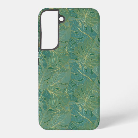 Groen en goudpalmblad samsung galaxy hoesje (Achterkant)