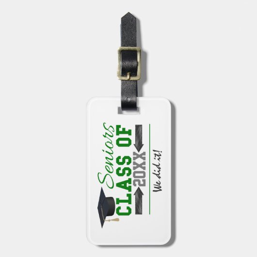 Groen en grijs Afstuderen Bagagelabel (Voorkant verticaal)