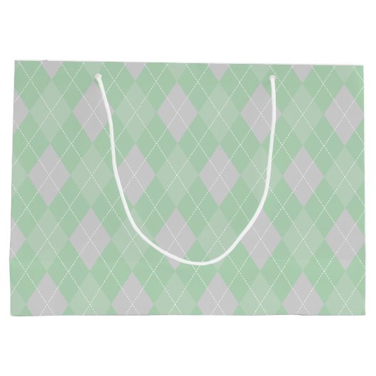 Groen en grijs Argyle Pattern Kinder Groot Cadeauzakje (Achterkant)