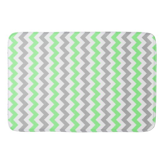 Groen en grijs Chevron Bath Mat (Voorkant)
