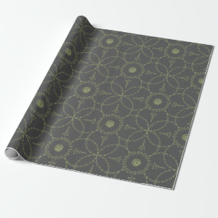 Groen en grijs elegant klassiek patroon cadeaupapier