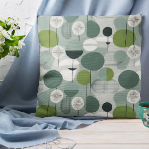 Groen en grijs mid-century modern kussen
