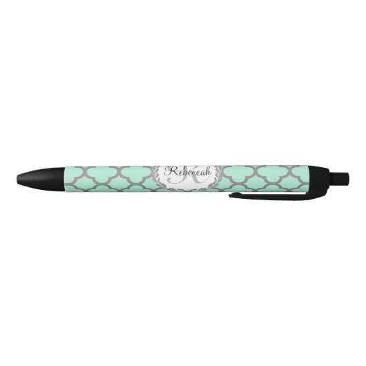 groen en grijs Quatrefoil Monogram Laurel Zwarte Inkt Pen (Bodem)