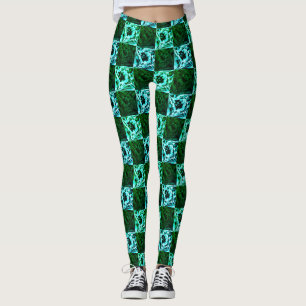 Groen en hemelsblauw schaak of cyaan, met rechthoe leggings