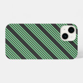 Groen en houtskool met vijf strepen iPhone hoesje (Achterkant horizontaal)