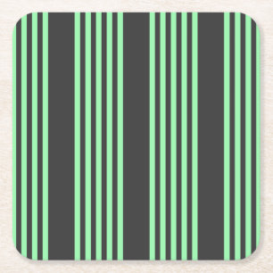 Groen en houtskool met vijf strepen vierkante kartonnen onderzetter