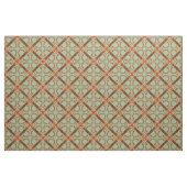 Groen en Koper Oranje Scroll Grid Pattern Stof (Fat Quarter)