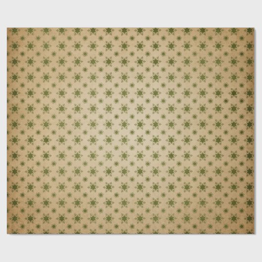 Groen en Kraft Retro Kerstmis Cadeaupapier (Vlak)