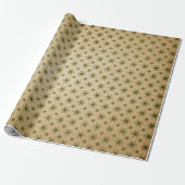 Groen en Kraft Retro Kerstmis Cadeaupapier (Uitgerold)