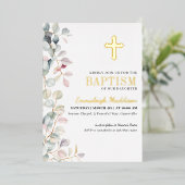 Groen en Kruis Fotodoop Folie Uitnodiging (Staand Voorkant)