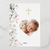 Groen en Kruis Fotodoop Folie Uitnodiging (Achterkant)