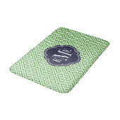 Groen en Marine Grieks Sleutel Monogram Badmat (Gekanteld)