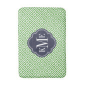 Groen en Marine Grieks Sleutel Monogram Badmat (Voorkant Verticaal)
