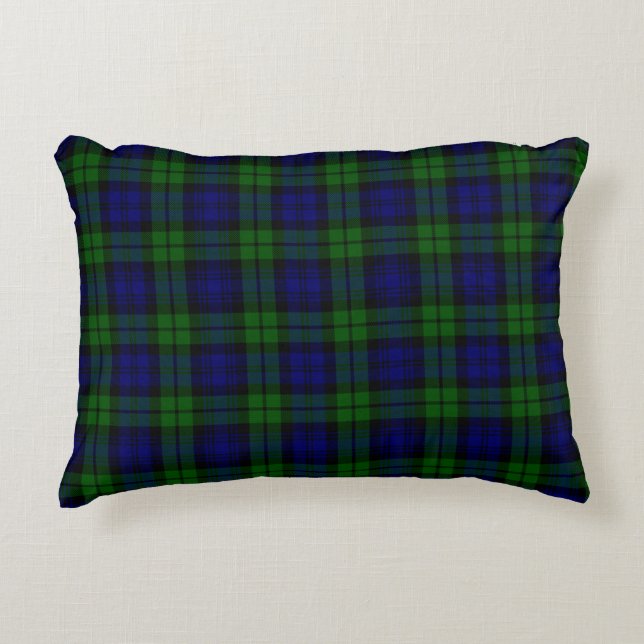 Groen en marine Tartan Accent Kussen (Voorkant)