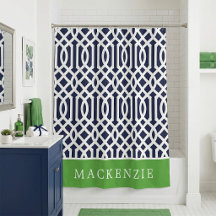 Groen en marineblauw traliewerkmonogram