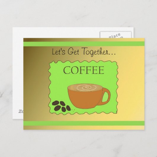 Groen en Mocha Coffee-ontwerp Briefkaart (Voorkant / Achterkant)