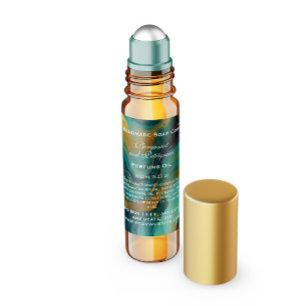 Groen en namaakgouden parfumrollerfles vierkante sticker
