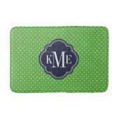 Groen en Navy Tiny Stippen Monogram Badmat (Voorkant)