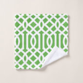 Groen en Navy Trellis Monogram Bad Handdoek (Wasdoekje)