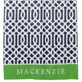 Groen en Navy Trellis Monogram Douchegordijn (Voorkant)