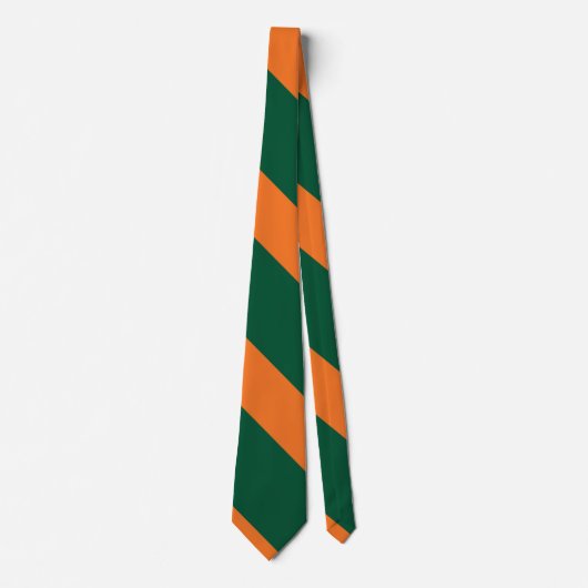 Groen en Oranje Broad University Stripe Stropdas (Voorkant)