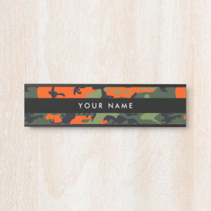 Groen en Oranje Camo, Camouflage, Militair, Leger Deurbordje