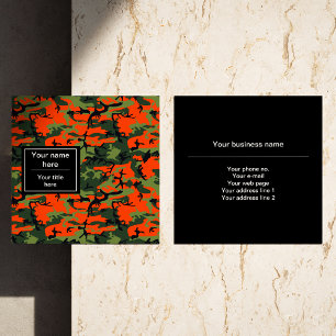 Groen en Oranje Camo, Camouflage, Militair, Leger Vierkante Visitekaartje
