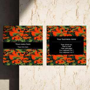 Groen en Oranje Camo, Camouflage, Militair, Leger Vierkante Visitekaartje