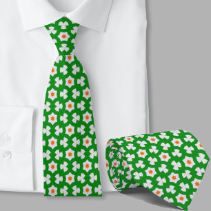 Groen en oranje geometrisch patroon Iers Stropdas