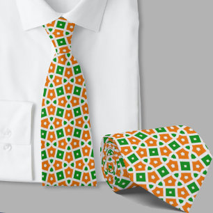 Groen en oranje geometrisch patroon Iers Stropdas