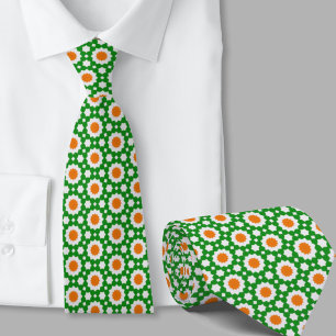 Groen en oranje geometrisch patroon Iers Stropdas