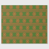 Groen en Oranje Litouws folkpatroon Cadeaupapier (Vlak)