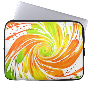 Groen en Oranje spiraalontwerp Laptop Sleeve
