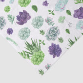 Groen en Paars Cacti Patroon Tissuepapier (Detail)