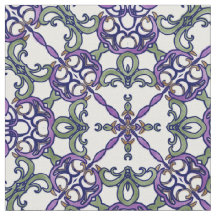 Groen en Paars Floral Damask Pattern