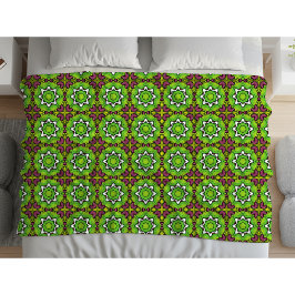 Groen en paars geometrisch mandala patroon fleece deken