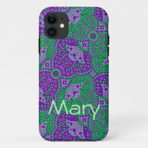 Groen en Paars Paisley iPhone 11 Hoesje