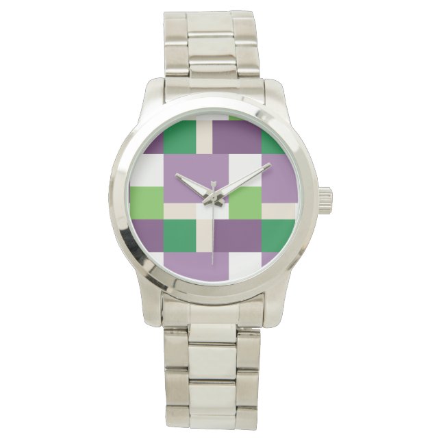 groen en paars patroon horloge (Voorkant)
