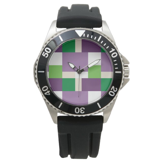 groen en paars patroon horloge (Voorkant)