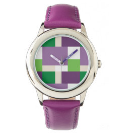 groen en paars patroon horloge