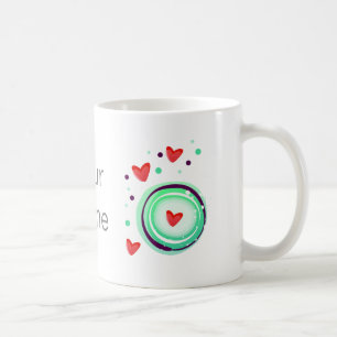 groen en paars, rood hart koffiemok