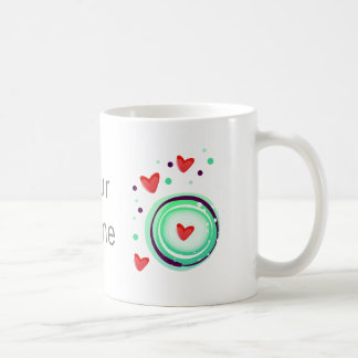 groen en paars, rood hart koffiemok