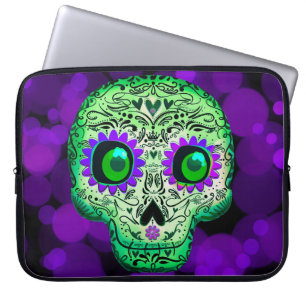 Groen en Paars stromend suiker Laptop Sleeve