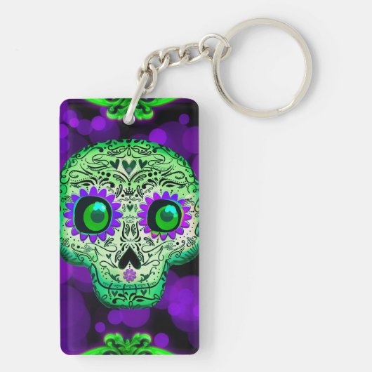 Groen en Paars stromend suiker Sleutelhanger (achterkant)
